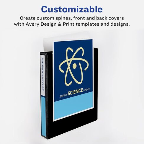 Avery Durable View 3 Ring Binder, 1-1/2 Inch Slant Rings, 4 Black Binders (05738) in Kuwait