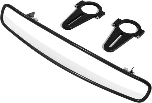 Longacre 52-22534 14 Inch Wide Angle Mirror Kit, Black CNC Billet Aluminum Short Panoramic Style Racing Mirror, Includes Roll Bar Brackets for Easy Installation in Saudi Arabia
