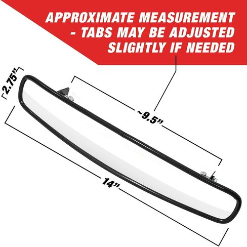 Longacre 52-22534 14 Inch Wide Angle Mirror Kit, Black CNC Billet Aluminum Short Panoramic Style Racing Mirror, Includes Roll Bar Brackets for Easy Installation in Saudi Arabia