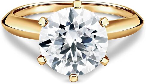 ISAAC WOLF Certified 18k Gold 3 Carats Moissanite Ring For Women Round Cut Solitaire in Saudi Arabia