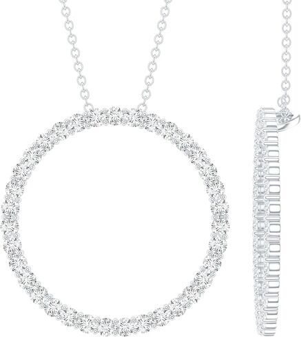 Rosec Jewels Certified Eternity Necklace in 925 Sterling Silver – Sparkling Round Stones, Silver Chain Included – Gift For Special Occasions in Saudi Arabia
