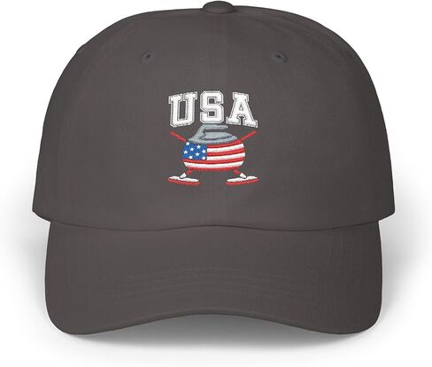 Qbeefy Curling Hat (Embroidered) Dad Cap Retro USA Flag Funny Vintage Curling Sports Hat for Fans Players Ice Sports American in Saudi Arabia