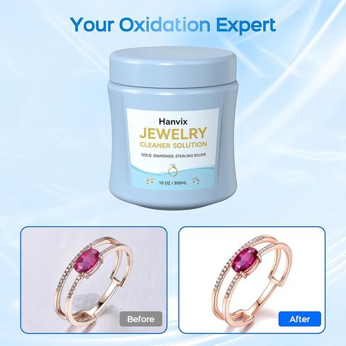 منظف ​​المجوهرات 2 في 1، منظف الحلقات مع فرشاة وسلة تنظيف، يعيد اللمعان والتألق إلى الذهب والفضة والبلاتين والأحجار الكريمة والمجوهرات الماسية، 10 أونصة in Kuwait