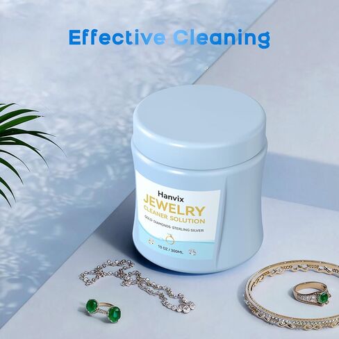 منظف ​​المجوهرات 2 في 1، منظف الحلقات مع فرشاة وسلة تنظيف، يعيد اللمعان والتألق إلى الذهب والفضة والبلاتين والأحجار الكريمة والمجوهرات الماسية، 10 أونصة in Kuwait