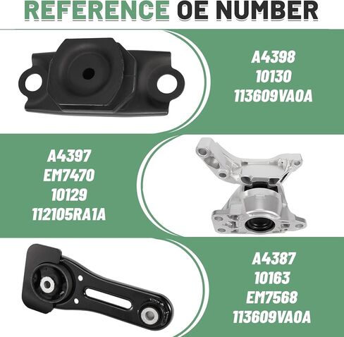 Engine Motor Transmission Mount Kit 3Pcs Fit for Nissan Versa 2020-2024|Kicks 2017-2024, 1.6L L4 Engine -Replace A4397 EM7470 10129 112105RA1A A4398 10130 112205RA0A A4387 Transmission Mount in Kuwait