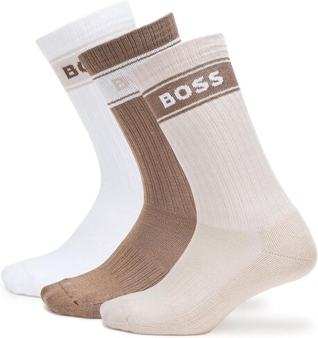 BOSS Mens 3-Pack Bold Logo Solid Cotton Socks in Kuwait