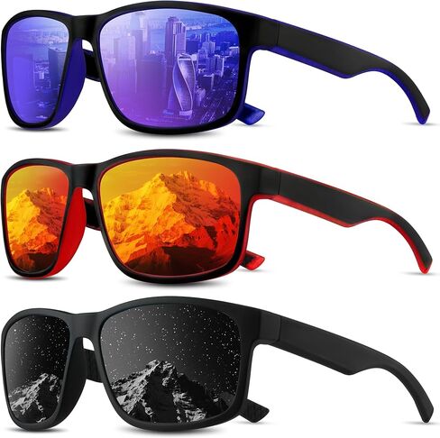 نظارات شمسية مستقطبة مربعة للرجال والنساء، نظارات شمسية للرجال حماية من الأشعة فوق البنفسجية مع إطار خفيف الوزن in Kuwait