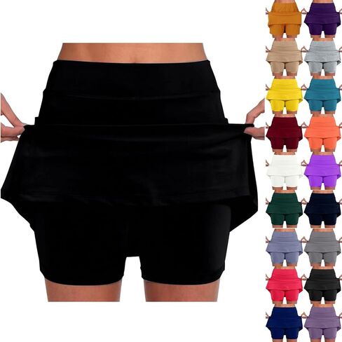 Skorts for Women with Pockets Plus Size High Waist Athletic Skirts Dressy Casual Workout Skirt with Shorts Underneath in Kuwait