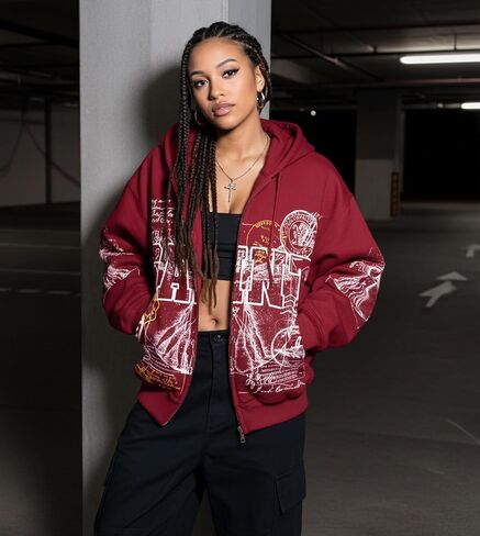 Men's Zip Up Hoodie, Graphic Long Sleeve Sweatshirt with Pockets Oversized Vintage Jackets Unisex in Saudi Arabia