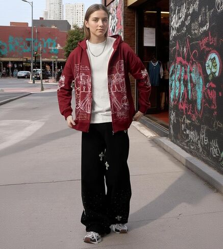 Men's Zip Up Hoodie, Graphic Long Sleeve Sweatshirt with Pockets Oversized Vintage Jackets Unisex in Saudi Arabia