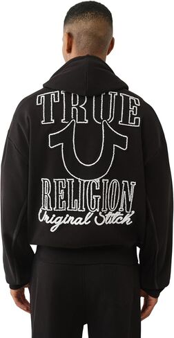 True Religion Rib Stitch Dept Boxy Zip Up for Men | Stylish Full Zip Sweatshirt, Comfortable Fit in Saudi Arabia