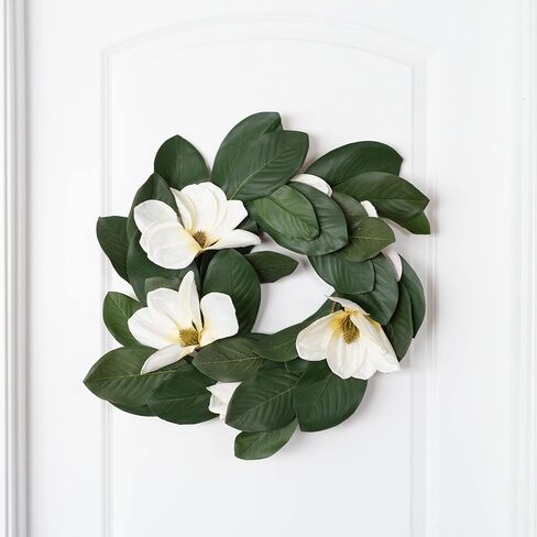 Pure Garden Magnolia Wreaths - Set of Two 24-Inch Artificial Spring Wreaths for Home Decor - Decoration for Indoors or Covered Patio Use Only in Kuwait