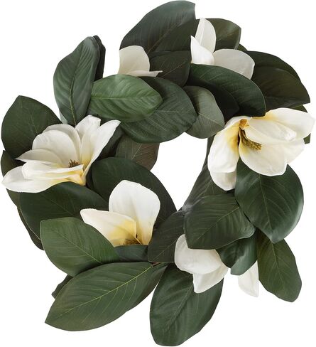 Pure Garden Magnolia Wreaths - Set of Two 24-Inch Artificial Spring Wreaths for Home Decor - Decoration for Indoors or Covered Patio Use Only in Kuwait