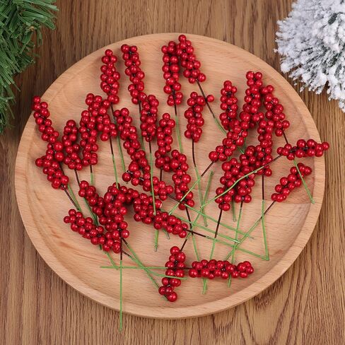10 PCS Christmas Artificial Red Berry Ornament Decorative Faux Berries DIY Wreath Gift Xmas Party Home Decor 9.5cm in Saudi Arabia
