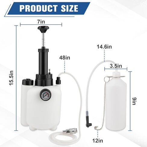 مجموعة نزف الفرامل 3 لتر مع زجاجة نزف السوائل 1 لتر، مجموعة نزف الفرامل اليدوية مع محول الأسطوانة الرئيسية (50 مم)، مجموعة مضخة تفريغ الفرامل النازفة المقاومة للتسرب مناسبة لمعظم المركبات in Kuwait