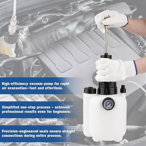 مجموعة نزف الفرامل 3 لتر مع زجاجة نزف السوائل 1 لتر، مجموعة نزف الفرامل اليدوية مع محول الأسطوانة الرئيسية (50 مم)، مجموعة مضخة تفريغ الفرامل النازفة المقاومة للتسرب مناسبة لمعظم المركبات in Kuwait