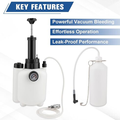 مجموعة نزف الفرامل 3 لتر مع زجاجة نزف السوائل 1 لتر، مجموعة نزف الفرامل اليدوية مع محول الأسطوانة الرئيسية (50 مم)، مجموعة مضخة تفريغ الفرامل النازفة المقاومة للتسرب مناسبة لمعظم المركبات in Kuwait