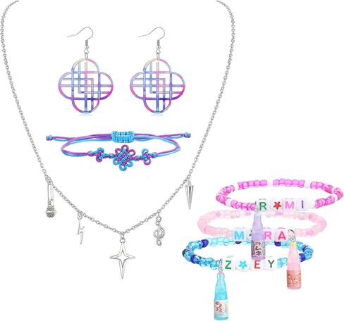 Phrantuchio 6 قطع Kpop Merch مجوهرات عقدة أساور الصداقة أقراط قلادة مجموعة أزياء الزي إكسسوارات هدايا in Saudi Arabia