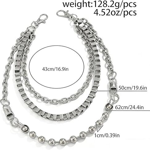 Pants Chain for Men Women, Punk Jean Chain for Pants Made with Durable Stainless Steel, Pocket Chain Hip Hop Biker Goth Accessories Jewelry for Trousers Belt Wallet Bag in Saudi Arabia