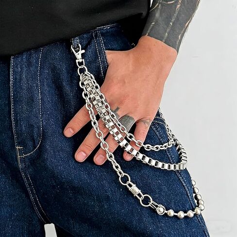 Pants Chain for Men Women, Punk Jean Chain for Pants Made with Durable Stainless Steel, Pocket Chain Hip Hop Biker Goth Accessories Jewelry for Trousers Belt Wallet Bag in Saudi Arabia