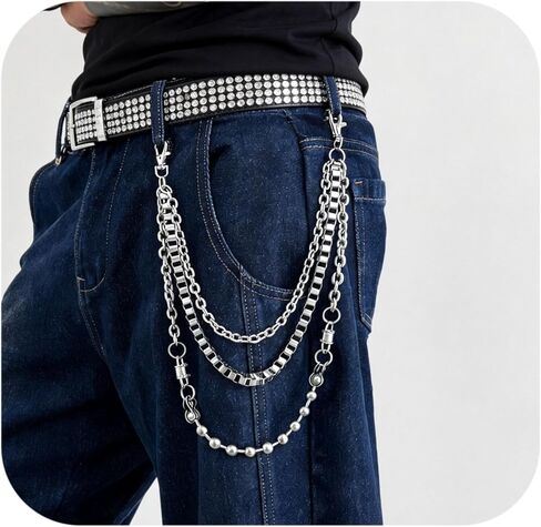 Pants Chain for Men Women, Punk Jean Chain for Pants Made with Durable Stainless Steel, Pocket Chain Hip Hop Biker Goth Accessories Jewelry for Trousers Belt Wallet Bag in Saudi Arabia