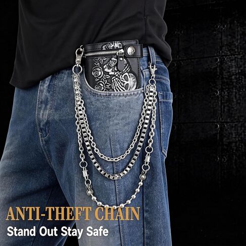 Pants Chain for Men Women, Punk Jean Chain for Pants Made with Durable Stainless Steel, Pocket Chain Hip Hop Biker Goth Accessories Jewelry for Trousers Belt Wallet Bag in Saudi Arabia
