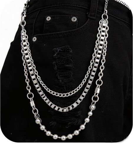 Pants Chain for Men Women, Punk Jean Chain for Pants Made with Durable Stainless Steel, Pocket Chain Hip Hop Biker Goth Accessories Jewelry for Trousers Belt Wallet Bag in Saudi Arabia
