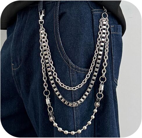 Pants Chain for Men Women, Punk Jean Chain for Pants Made with Durable Stainless Steel, Pocket Chain Hip Hop Biker Goth Accessories Jewelry for Trousers Belt Wallet Bag in Saudi Arabia