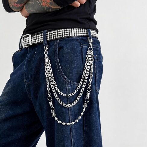 Pants Chain for Men Women, Punk Jean Chain for Pants Made with Durable Stainless Steel, Pocket Chain Hip Hop Biker Goth Accessories Jewelry for Trousers Belt Wallet Bag in Saudi Arabia