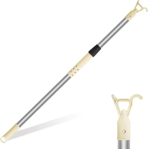 عمود تصغير قابل للتعديل مقاس 55-100 بوصة مع خطاف لستائر النوافذ المناور - قضيب شد طويل للغاية للستائر وظلال النوافذ، عصا سحب ستارة من الفولاذ المقاوم للصدأ in Kuwait