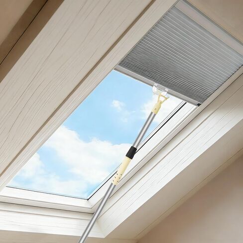 عمود تصغير قابل للتعديل مقاس 55-100 بوصة مع خطاف لستائر النوافذ المناور - قضيب شد طويل للغاية للستائر وظلال النوافذ، عصا سحب ستارة من الفولاذ المقاوم للصدأ in Kuwait