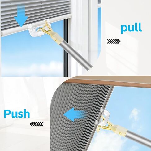 عمود تصغير قابل للتعديل مقاس 55-100 بوصة مع خطاف لستائر النوافذ المناور - قضيب شد طويل للغاية للستائر وظلال النوافذ، عصا سحب ستارة من الفولاذ المقاوم للصدأ in Kuwait