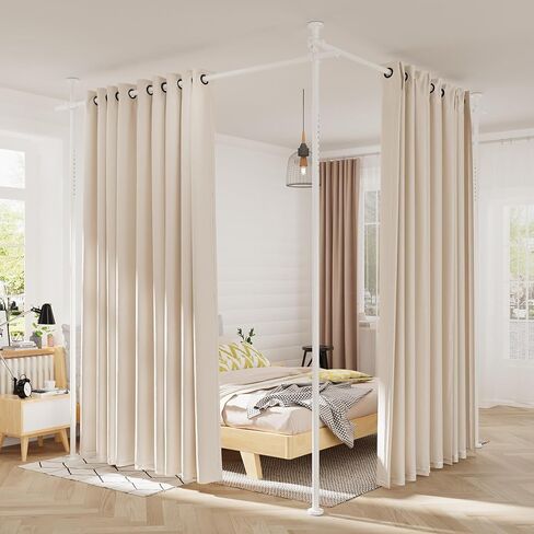 قضبان الستارة بدون حفر لمقسم الغرفة، قضيب ستارة التوتر بعرض 180 بوصة مقسم جداري قابل للتعديل لفصل فواصل الغرف شديدة التحمل، فاصل خصوصية من الأرض إلى السقف in Kuwait