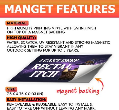 Magnet (1Pcs - 7.5x4.5 IN) I Cast Deep Rectal Itch Medieval Wizard Magnetic Bumper Sticker, Funny Adult Humor Meme Truck Vehicle Decoration, Car Accessories, New Driver Gift For Family, Friends in Saudi Arabia