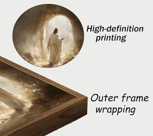 Framed Christian Canvas Wall Art Jesus Resurrection Poster Artwork Jesus Leaves the Tomb Painting Picture Religion Resurrection Savior Print Wall Decor for Church Prayer Home Decoration 8x10in in Saudi Arabia