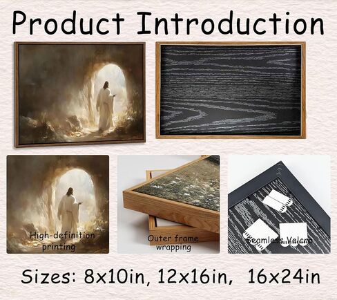 Framed Christian Canvas Wall Art Jesus Resurrection Poster Artwork Jesus Leaves the Tomb Painting Picture Religion Resurrection Savior Print Wall Decor for Church Prayer Home Decoration 8x10in in Saudi Arabia