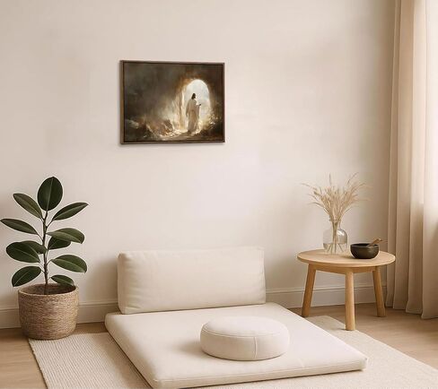 Framed Christian Canvas Wall Art Jesus Resurrection Poster Artwork Jesus Leaves the Tomb Painting Picture Religion Resurrection Savior Print Wall Decor for Church Prayer Home Decoration 8x10in in Saudi Arabia