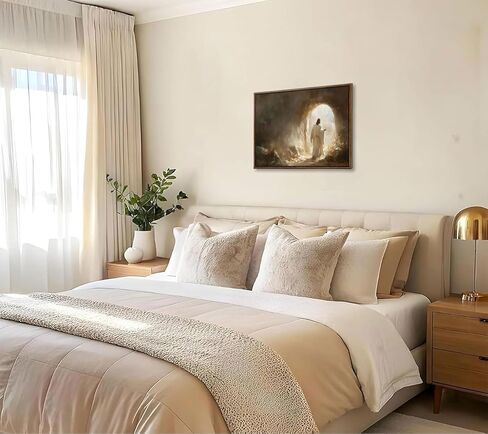 Framed Christian Canvas Wall Art Jesus Resurrection Poster Artwork Jesus Leaves the Tomb Painting Picture Religion Resurrection Savior Print Wall Decor for Church Prayer Home Decoration 8x10in in Saudi Arabia