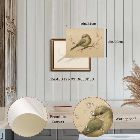 لوحة زيتية لطائر الربيع العتيق، ديكور جدار المزرعة بألوان مائية، مطبوعات قماشية على شكل زهر الكرز، صورة فنية جدارية لرسم خط طبيعي عتيق لغرفة المعيشة ومعرض الحمام - 8 × 10 بوصة غير مؤطرة in Kuwait