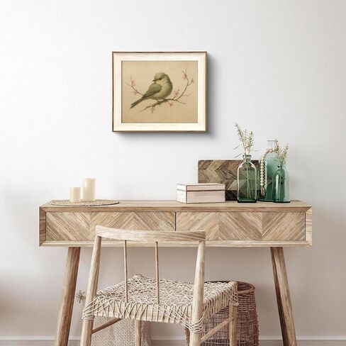 لوحة زيتية لطائر الربيع العتيق، ديكور جدار المزرعة بألوان مائية، مطبوعات قماشية على شكل زهر الكرز، صورة فنية جدارية لرسم خط طبيعي عتيق لغرفة المعيشة ومعرض الحمام - 8 × 10 بوصة غير مؤطرة in Kuwait