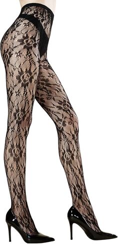 MANZI Floral Patterned Tights Lace Flower Fishnet Stockings for Women with Designs in Saudi Arabia