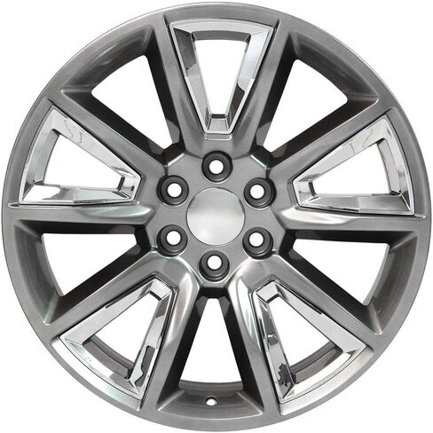 OE Wheels CV73B 22 Inch Rims and Tires Fit Tahoe Style 6x139.7 22x9 Gloss Hyper Black with Chrome Insert - Hollander 5696 - TS-37 AT 285/45-22 (Set of 4) in Saudi Arabia