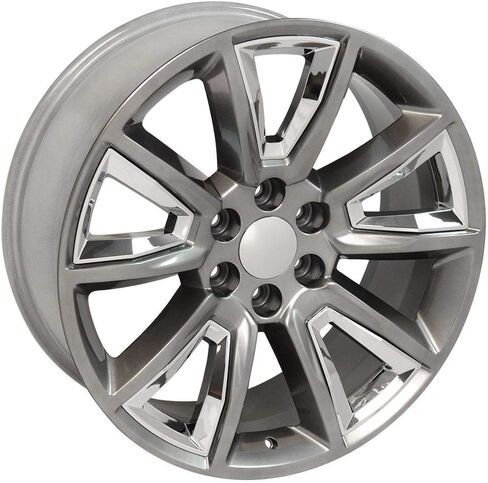 OE Wheels CV73B 22 Inch Rims and Tires Fit Tahoe Style 6x139.7 22x9 Gloss Hyper Black with Chrome Insert - Hollander 5696 - TS-37 AT 285/45-22 (Set of 4) in Saudi Arabia