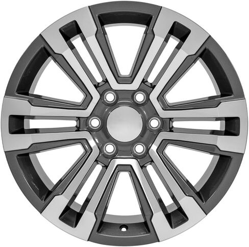 OE Wheels CV44 20 Inch Rims and Tires Fit Yukon Denali Style 6x139.7 20x9 Gloss Gunmetal Machined - Hollander 5822 - TS-37 AT 275/55-20 (Set of 4) in Saudi Arabia