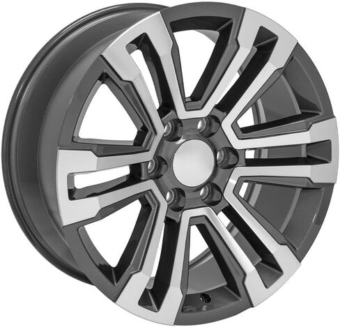 OE Wheels CV44 20 Inch Rims and Tires Fit Yukon Denali Style 6x139.7 20x9 Gloss Gunmetal Machined - Hollander 5822 - TS-37 AT 275/55-20 (Set of 4) in Saudi Arabia