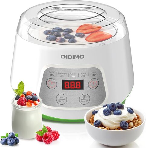 Yogurt Maker, Greek Yogurt Maker with Timer Control and Strainer, Yogurt Maker Machine with Stainless Steel Liner, Electric Portable Yogurt Maker for Yogurt, Greek Yogurt, Cheese, Natto (White) in Saudi Arabia