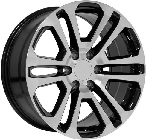 OE Wheels CV99 20 Inch Rims and Tires Fit Sierra 1500 Style 6x139.7 20x9 Gloss Black Machined - Hollander 4741 - TS-37 AT 275/55-20 (Set of 4) in Saudi Arabia