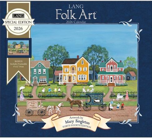 Lang, Lang Folk Art إصدار خاص 2026 تقويم حائط، 13.4 بوصة × 12 بوصة، تقويم لمدة 12 شهرًا مع غلاف مثبت in Saudi Arabia
