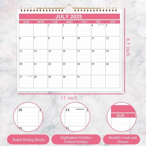 Desk Calendar 2026-12 Month Calendar from January 2026 - December 2026, 2026 Desk Calendar with 140gsm Paper for Planning and Organizing, 11.5 x 14.5, Pink in Saudi Arabia