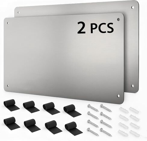 17.1" x 11.8" 2 Pack Alloy Steel Magnetic Board - Magnet Bulletin Board to Display Magnetic Letters Numbers Animal, Poetry, Spice Jars, Notes, Photos, Suitable for Wal (2) in Saudi Arabia